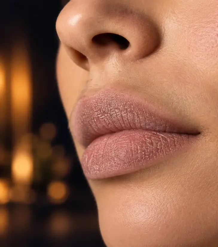 Lábios antes do Flow Lips: pálidos e sem uniformidade
